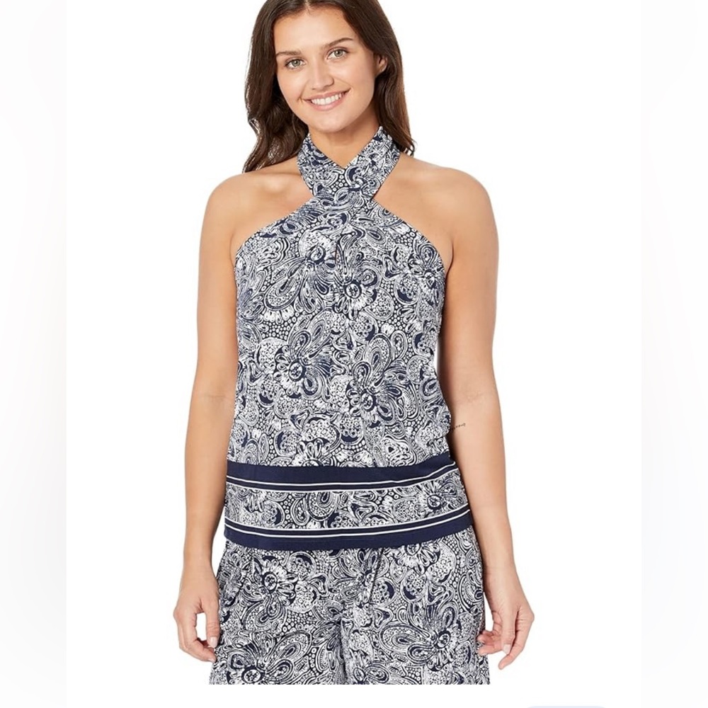Michael Kors Petite Border Twist Halter Neck Tank ✨brand new✨